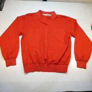 VINTAGE 1970s DIANE VON FURSTENBERG DVF BUTTON UP TOP BLOUSE SHIRT Womens S Red